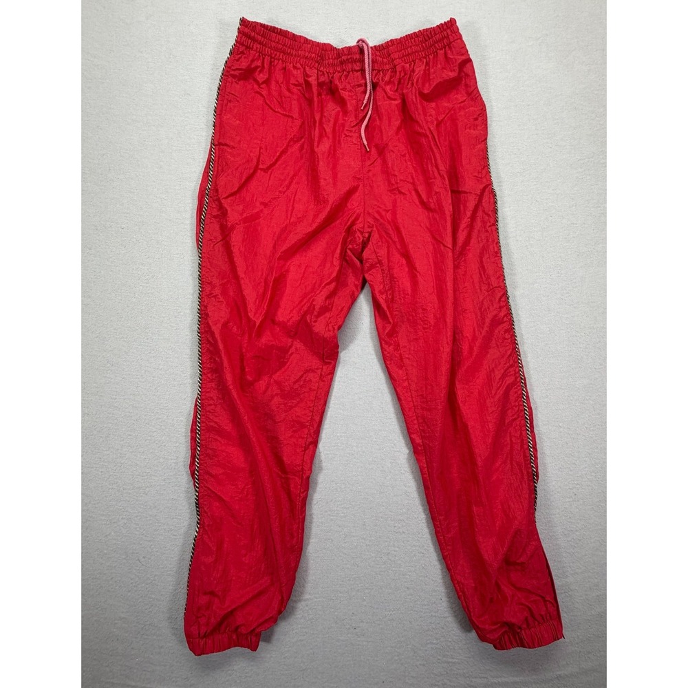 Clipper Bay Mens Track Pants Regular Red Vintage Nylon Lined Joggers L